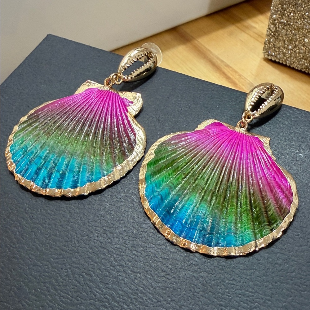 Authentic Colorful Shell Drop Earrings - Picture 2 of 3